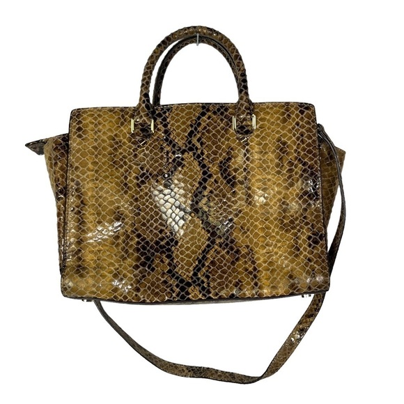 Michael Kors Python Selma Leather Satchel - Picture 2 of 9